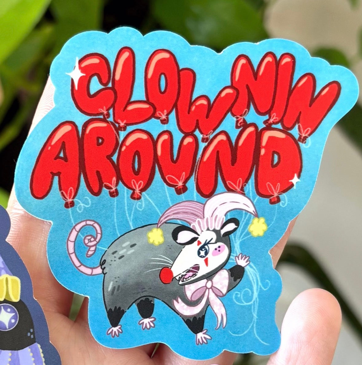 Opossum Clown Vinyl Sticker