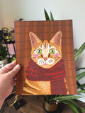 Cozy Orange Cat in a Scarf Fall Art Print